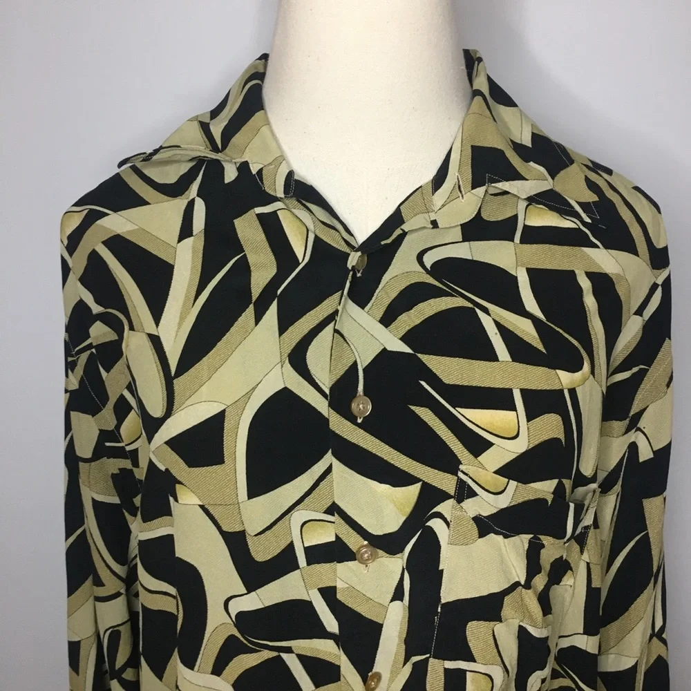 XACUS Collezioni Women’s Patterned Button Down Shirt, Large - Picture 2 of 11